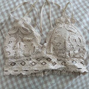 Cream colored lace bralette